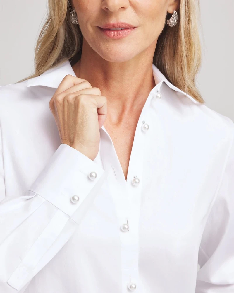 No Iron™ Faux Pearl Button Tunic