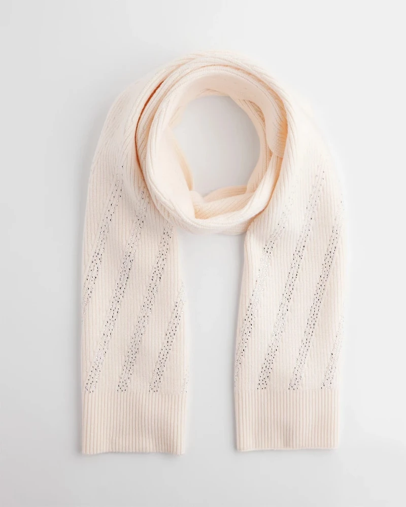 Embellished Striped Scarf