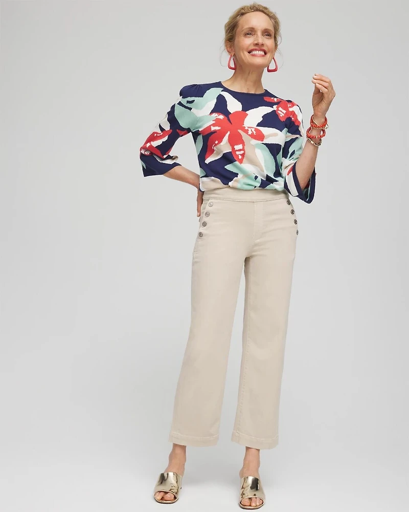 Floral Intarsia Pullover Sweater