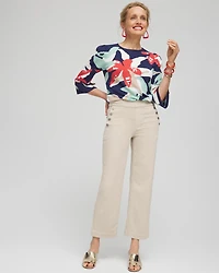 Floral Intarsia Pullover Sweater