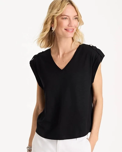 Cotton Slub Epaulette Tee