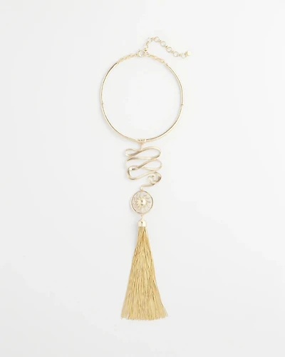 Twisted-Metal Tassel Statement Necklace