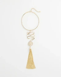 Twisted-Metal Tassel Statement Necklace