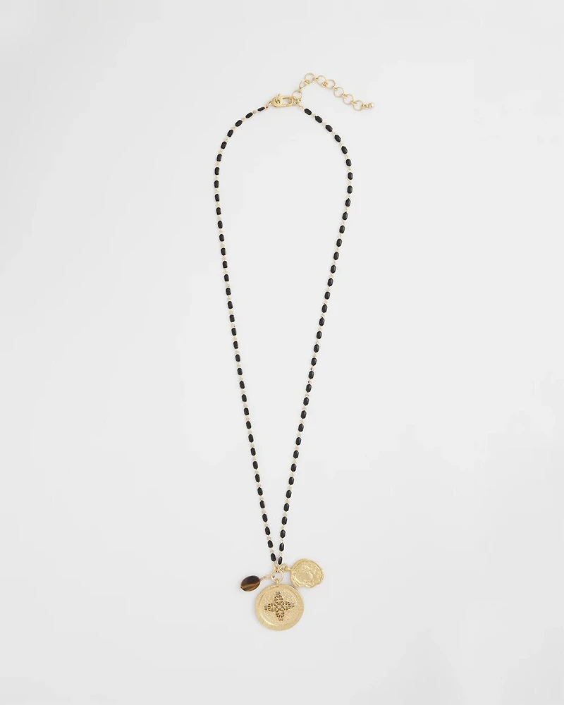 Tiger's Eye Stone Medallion Necklace