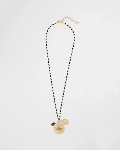 Tiger's Eye Stone Medallion Necklace