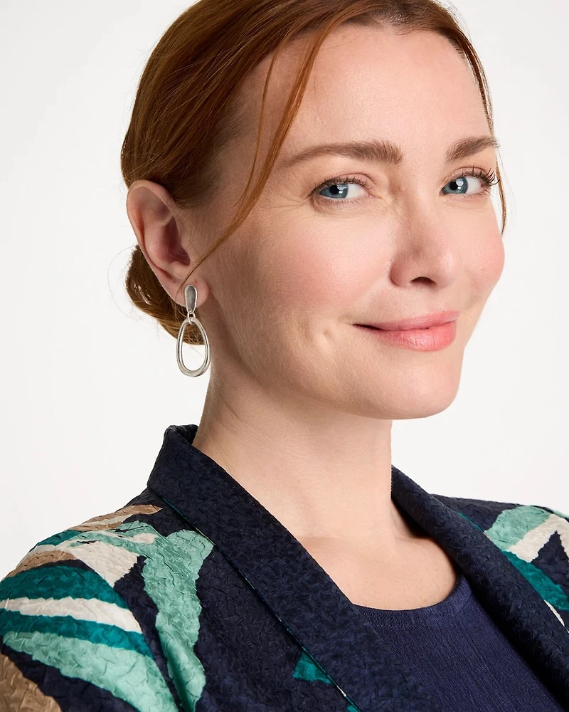 Silvertone Open Circle Drop Earrings