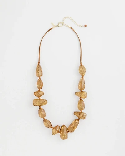 Gold Foil Long Single Strand Necklace
