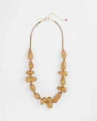 Gold Foil Long Single Strand Necklace