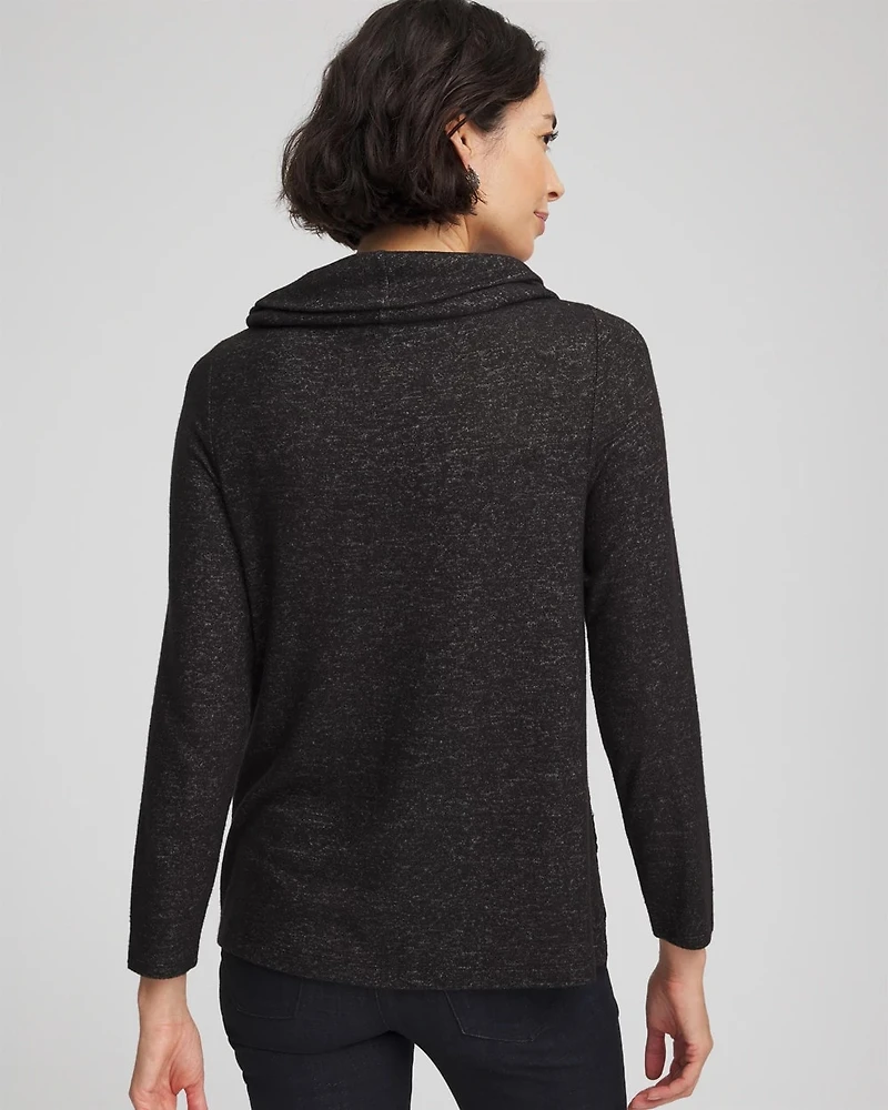 Lace Hem Cowlneck Top