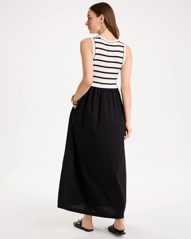 Poplin Cotton Rib Mix Dress