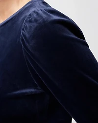 Zenergy Velour Shirred Sleeve Top