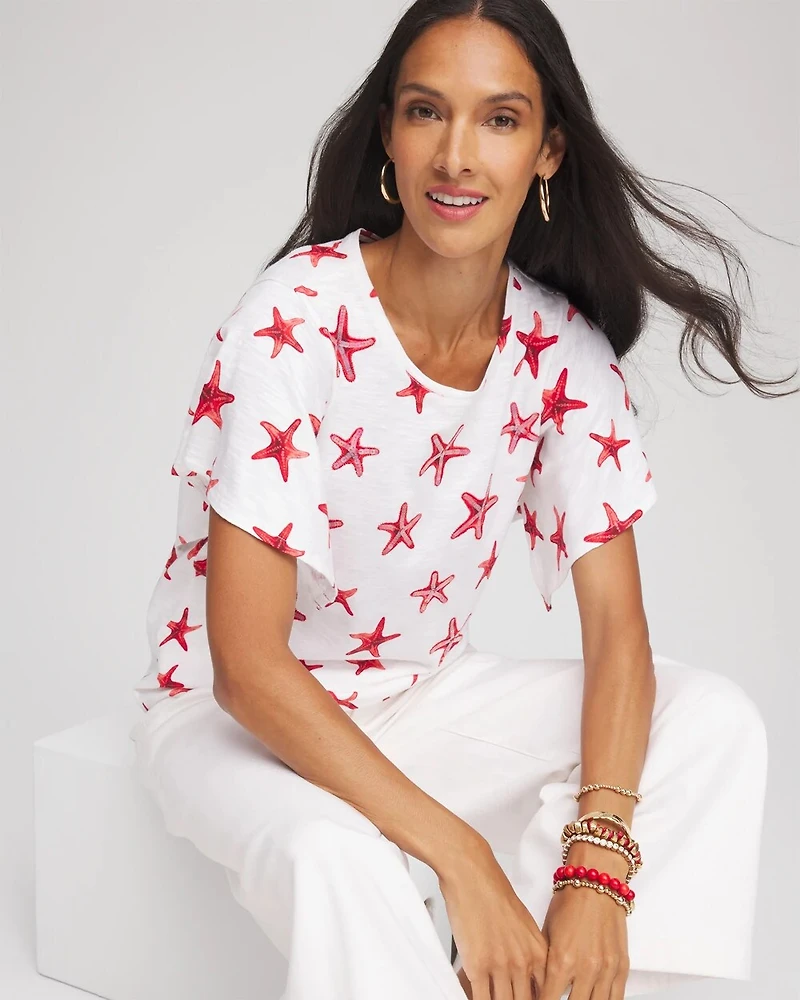Starfish Handkerchief-Sleeve Slub Tee