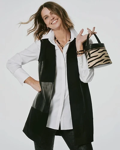 Faux Suede Ponte Long Vest