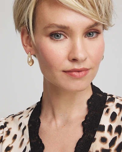 Gold Puff Hoop Earrings