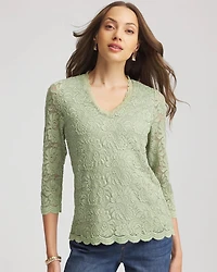 Lace Scallop-Hem Knit Tee