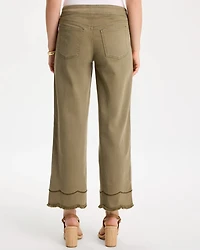 Scallop Pull-On Wide-Leg Crop Jeans