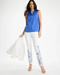 Cotton-Blend Classic Sleeveless Shirt