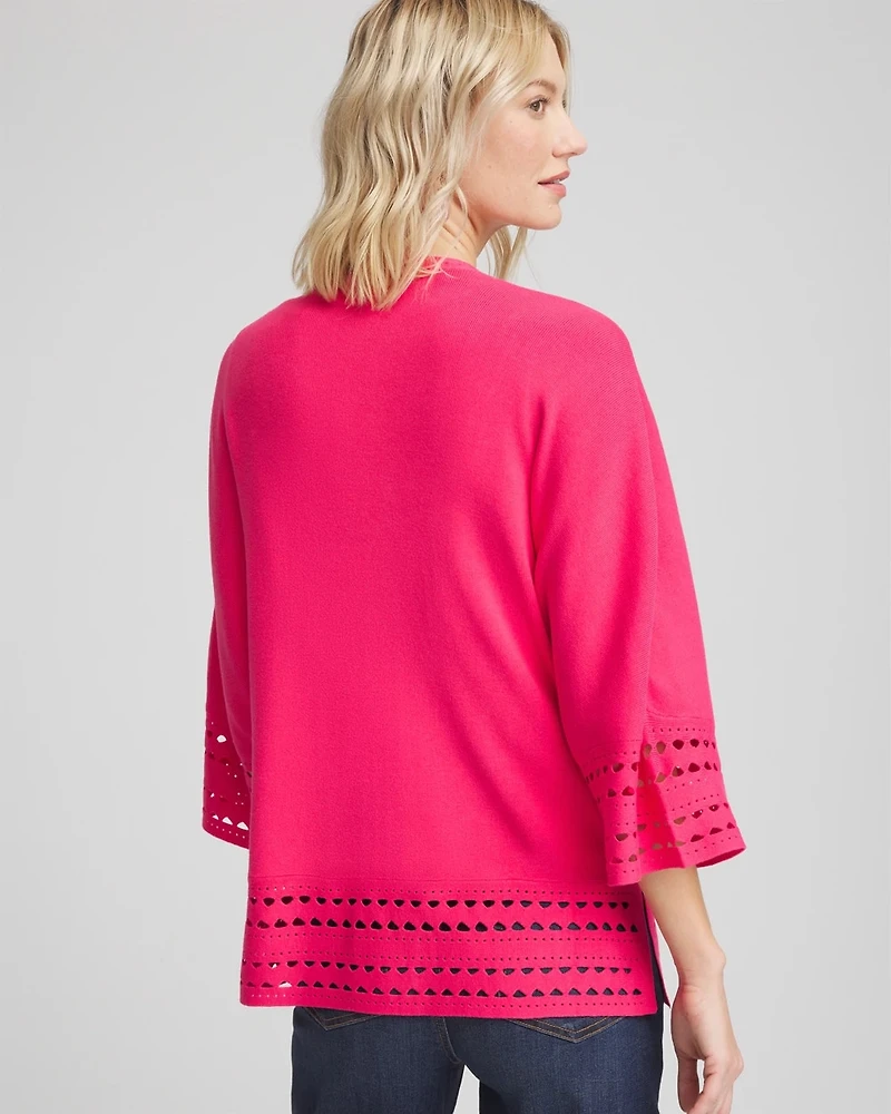 Cutout Open-Front Cardigan