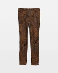 Animal Print Coated Girlfriend Slim Ankle Jeans