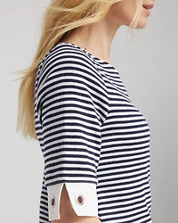 Stripe Grommet Detail Tee