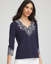 Chic Scroll 3/4 Sleeve Perfect Tee