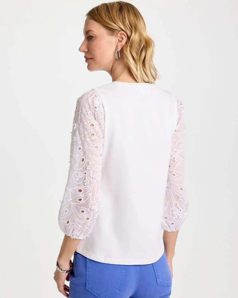 Floral Eyelet Sleeve Tee
