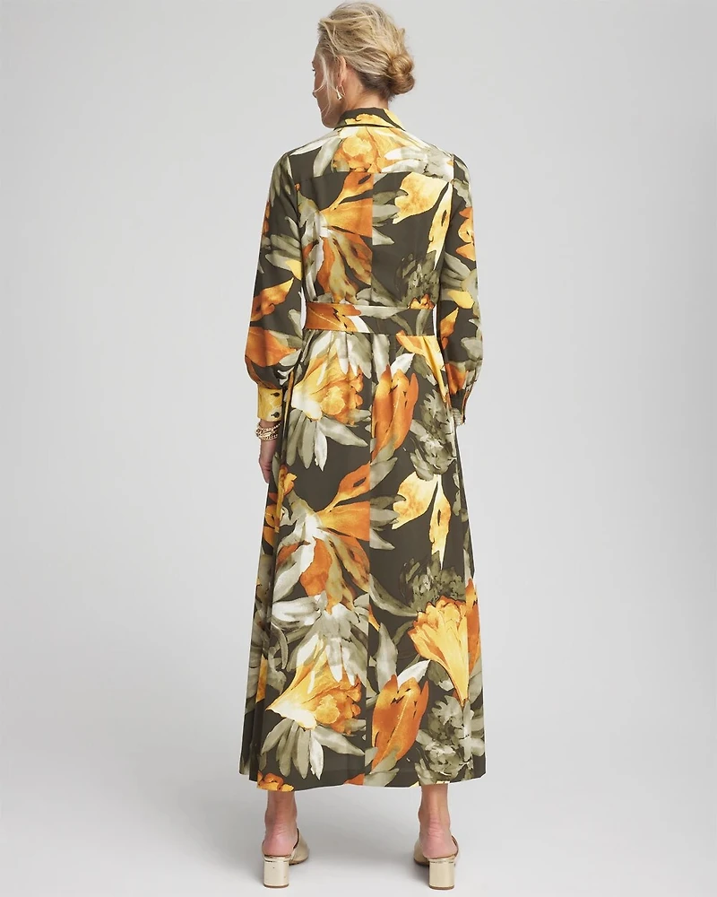 Fall Floral Print Shirt Dress