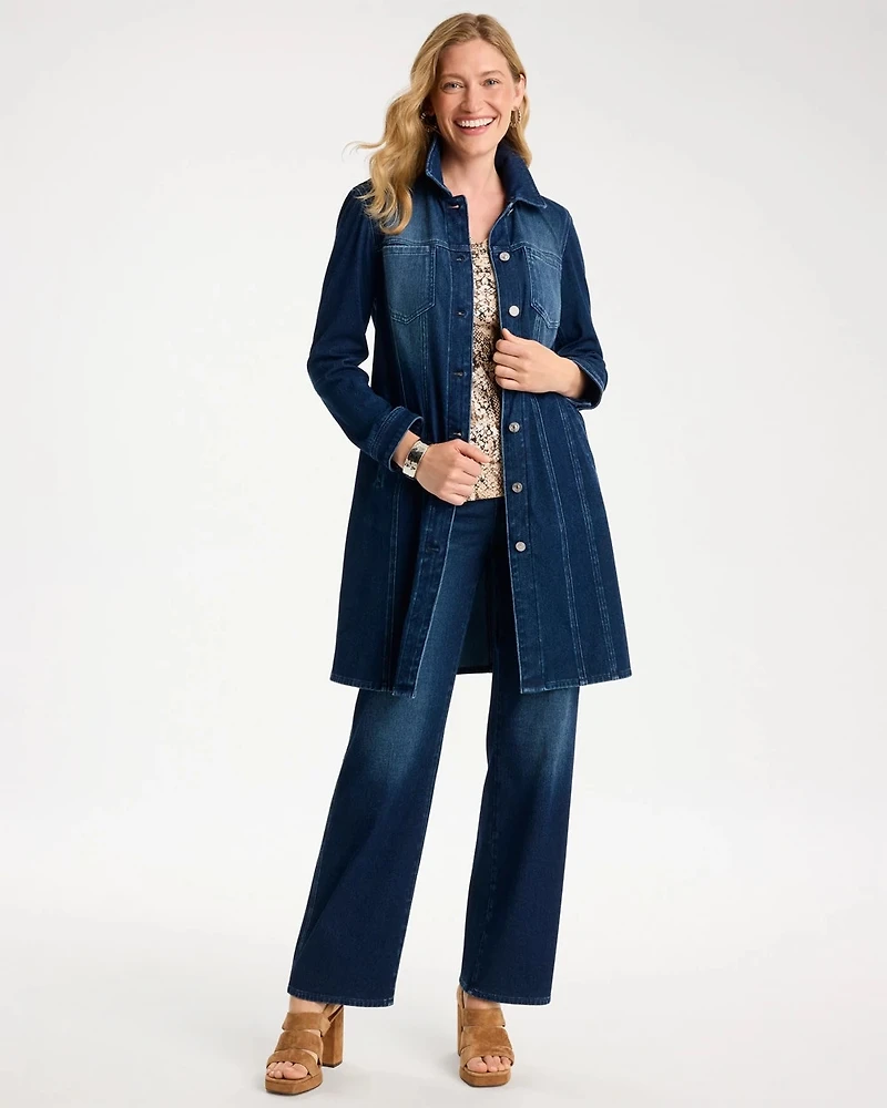 Knit Denim Elongated Topper