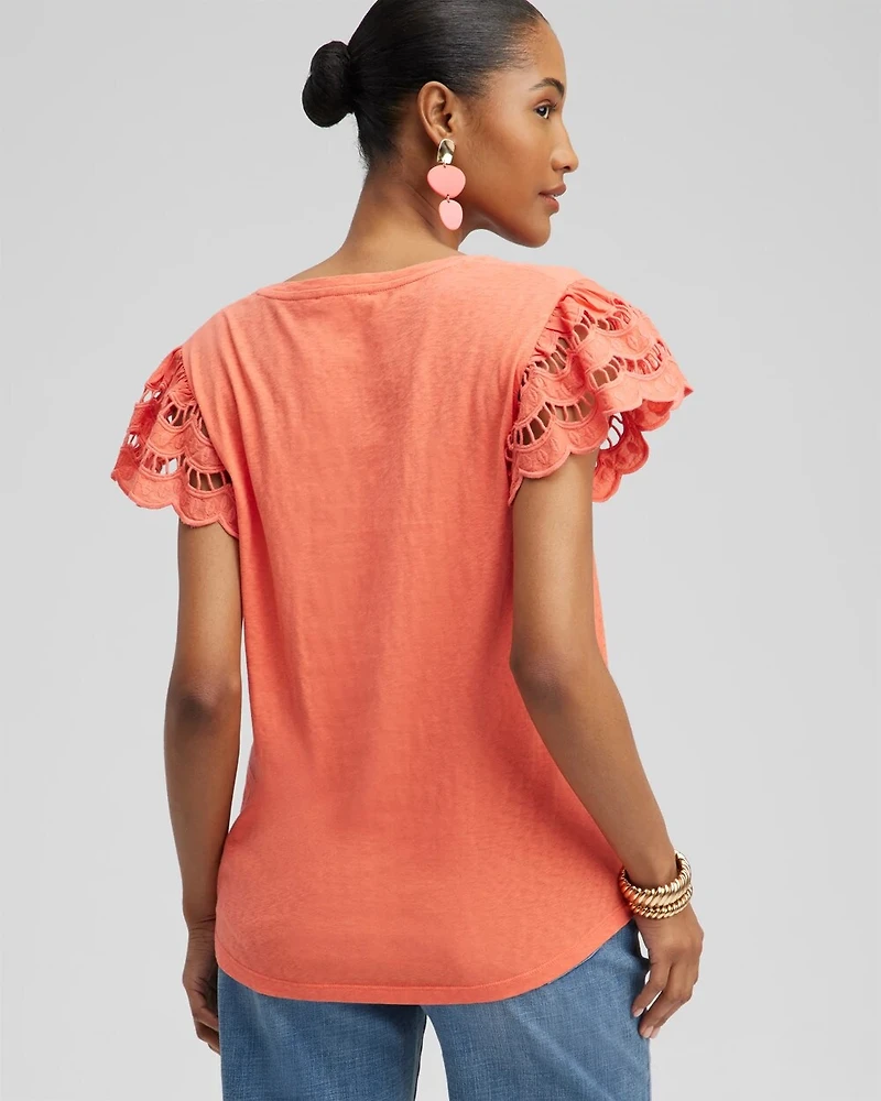Tiered Eyelet Sleeve Top