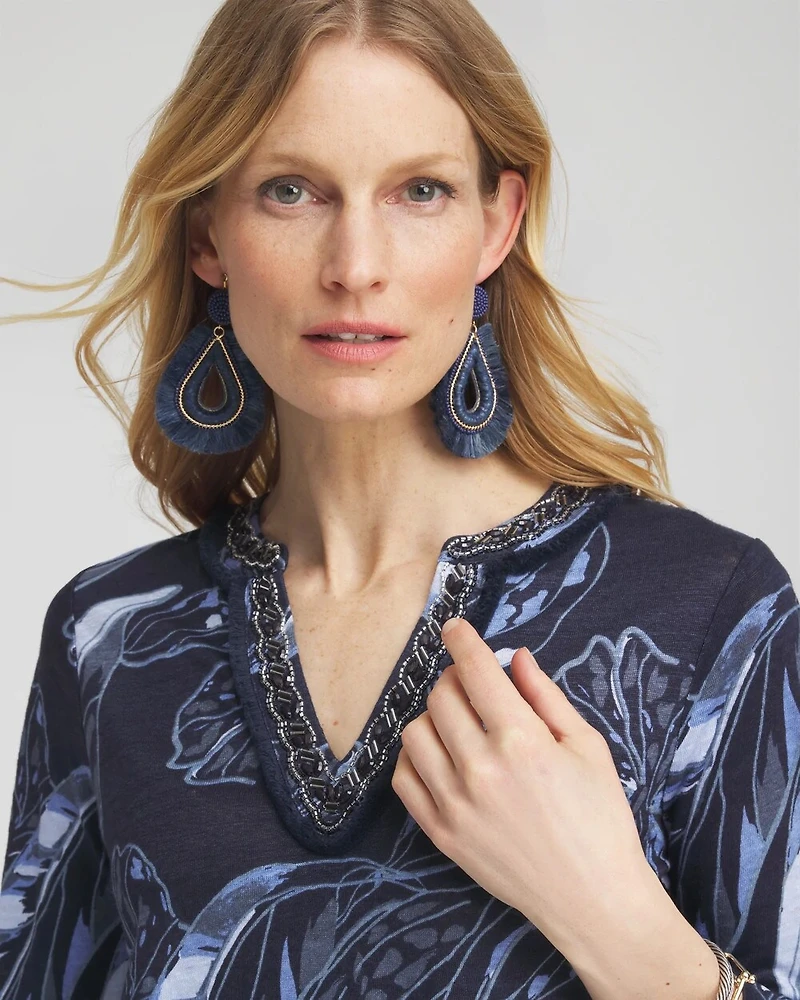 Linen Floral Embellished Tunic