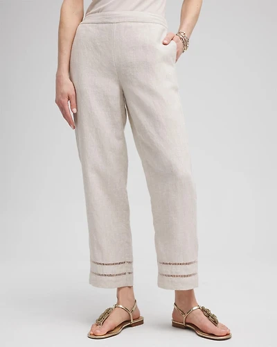 Linen Ladder Trim Cropped Pants