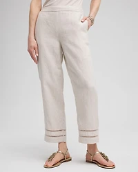 Linen Ladder Trim Cropped Pants