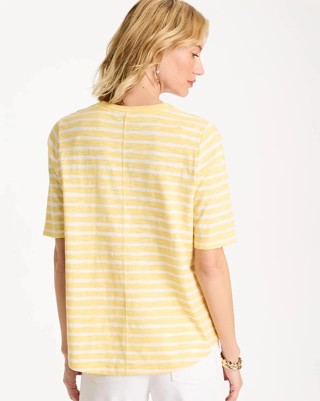 Striped Cotton Slub V-Neck Tee