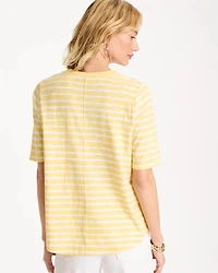 Striped Cotton Slub V-Neck Tee