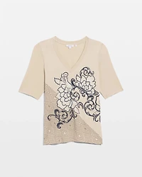 Knit Sequin Elbow Tee