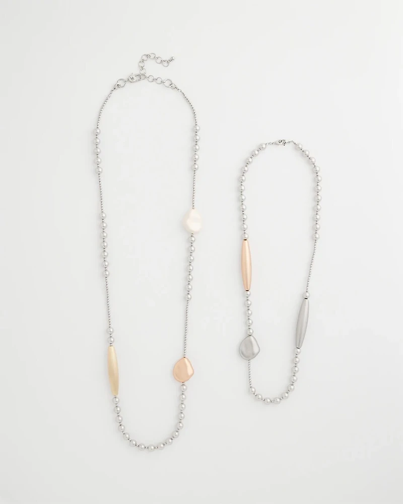 Copper and Silver Double Strand Necklace