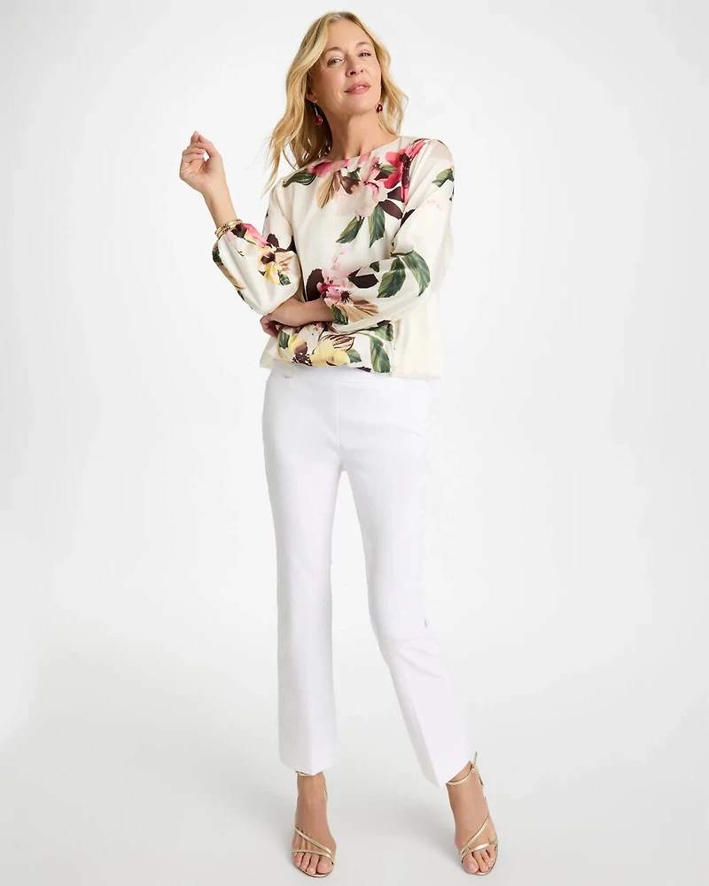 Crewneck Satin Bubble Hem Top