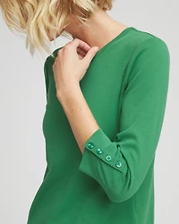 Pima Cotton Crewneck Button Tee