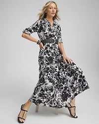 Cotton Roll Tab Sleeve Maxi Dress