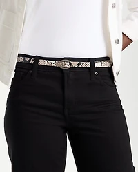 Skinny Leather Python Belt