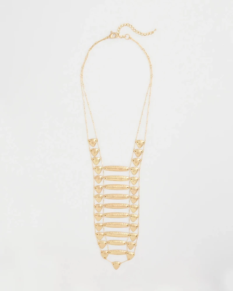 Golden Textured Bib Necklace