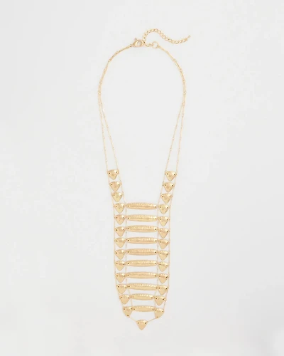 Golden Textured Bib Necklace
