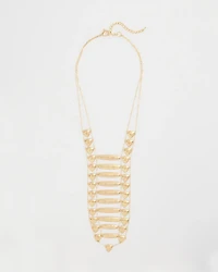 Golden Textured Bib Necklace