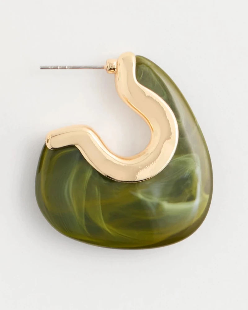 Green Resin Hoop Earrings