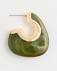 Green Resin Hoop Earrings