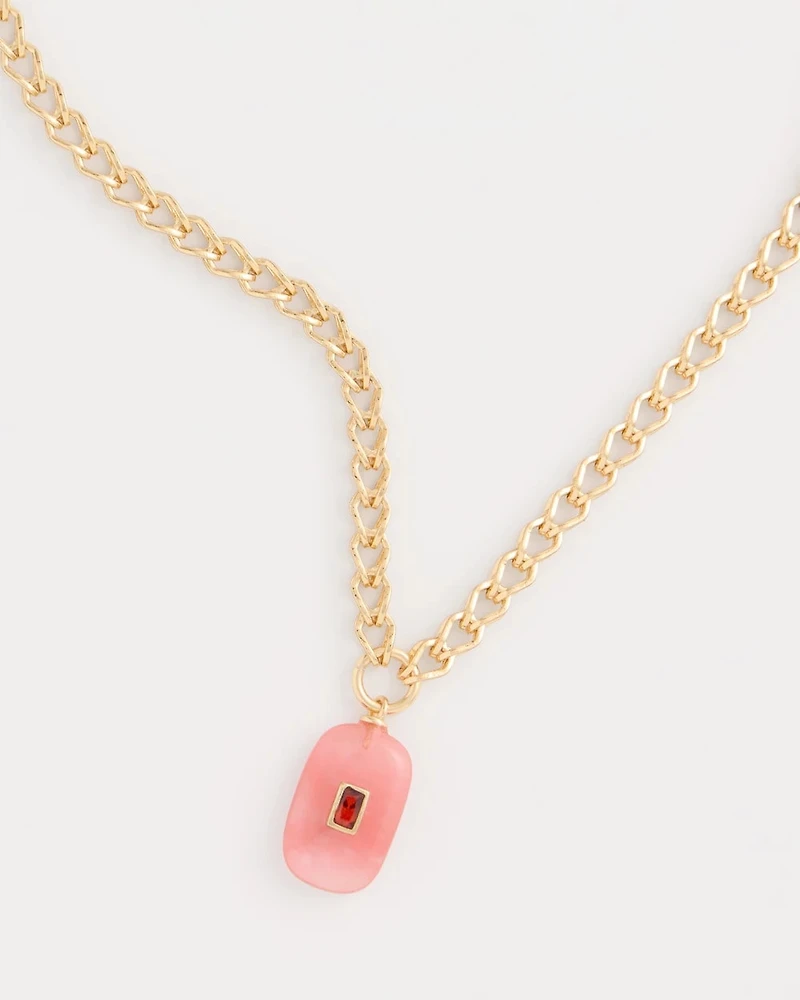 Coral Agate Short Pendant Necklace