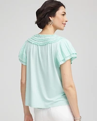 Touch of Cool™ Layered Pleated Flutter Tee