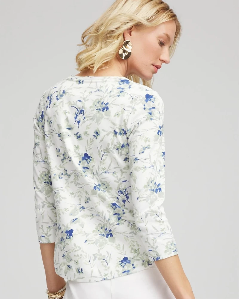 Floral Pima V-Neck Tee