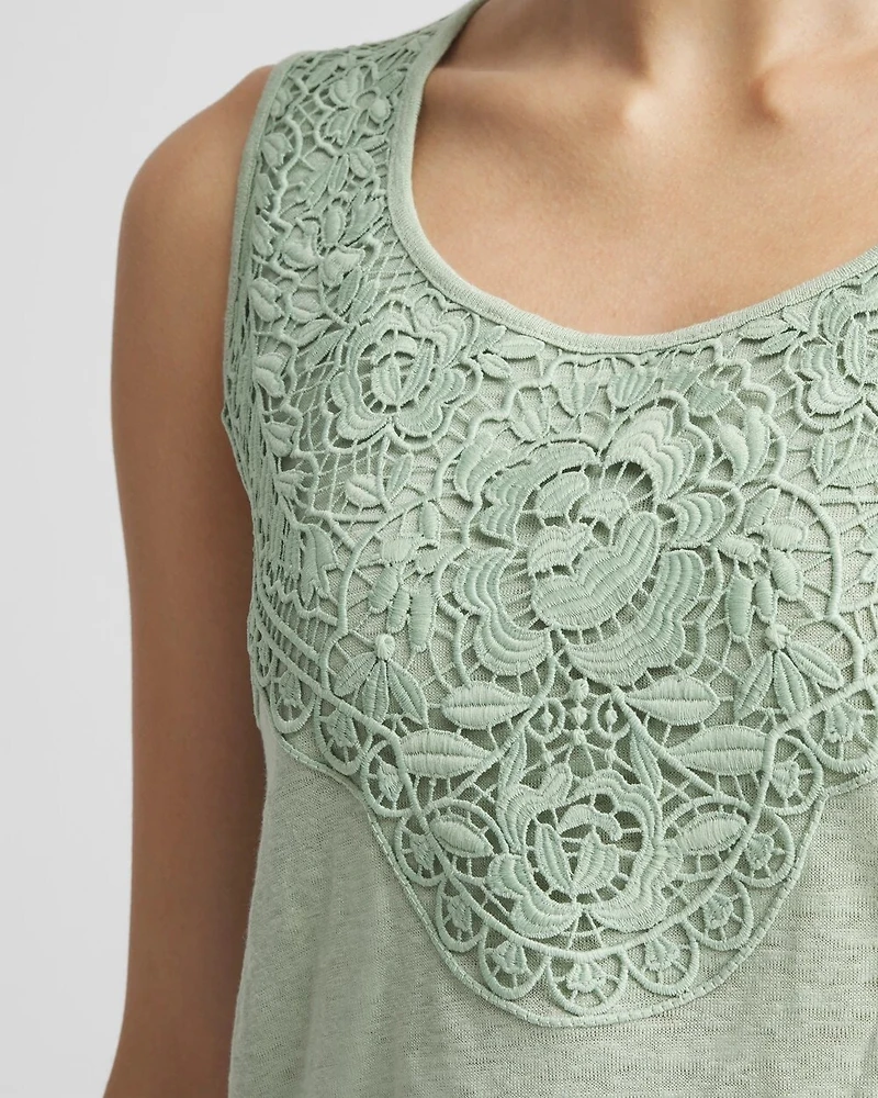 Linen Lace-Applique Tank