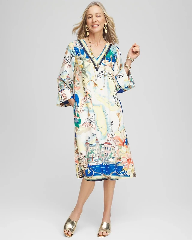 Chico's Sanibel Island V-Neck Midi Dress | Liberty Center Chico's Sanibel Island V-Neck Midi Dress | Liberty Center